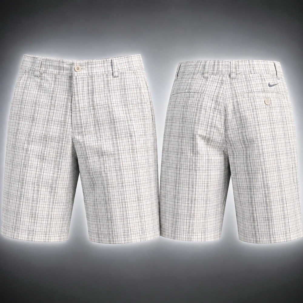 Nike Golf Shorts Casual Chino Dri-Fit Men's 38 Check Plaid NAVY PERFORMANCE